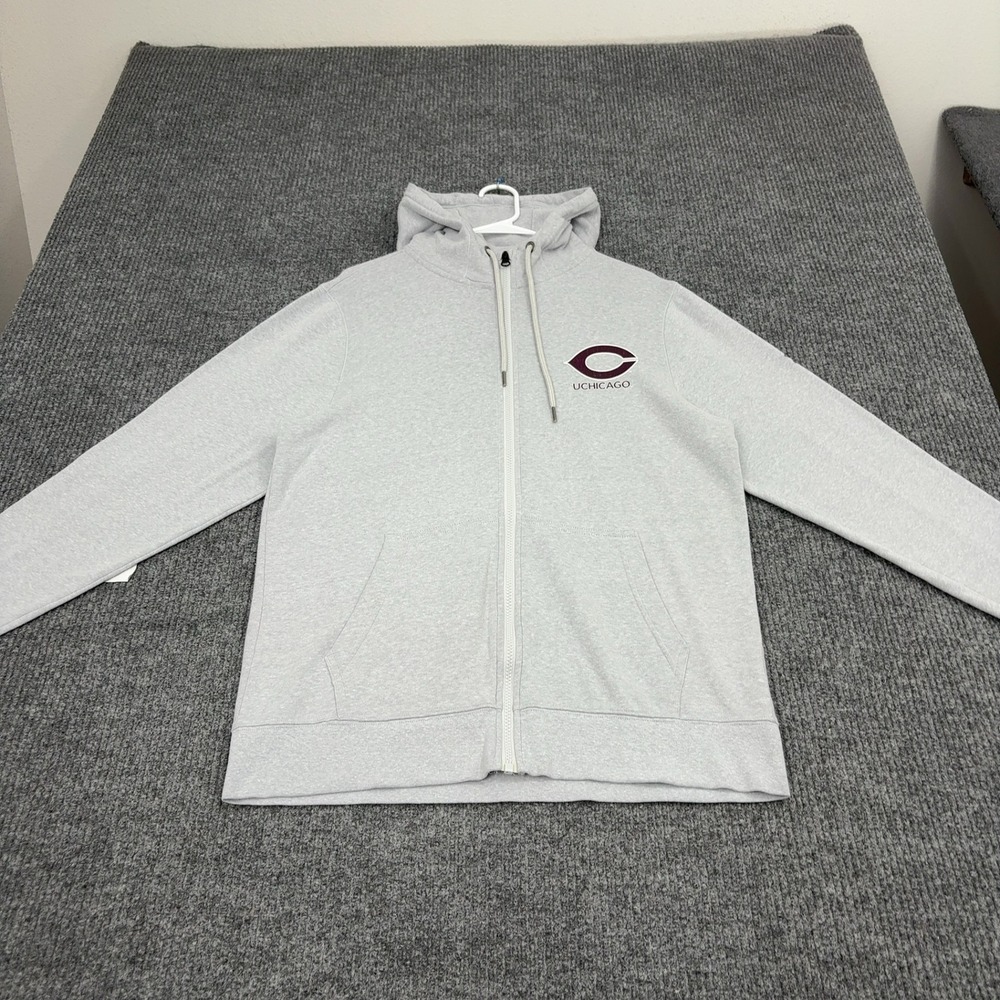 UChicago Under Armour Hoodie Mens M Grey Cotton Blend Full Zip Athletic Style